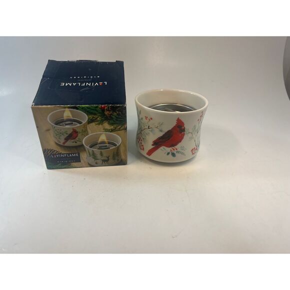 Evergreen Lovin Flame Burner Cardinal Winter Holiday Ceramic Home Decor 3 in - Picture 1 of 8